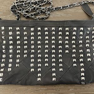 Vintage Lost & Found Crossbody Bag - Grey Leather with Silver Hardware - EUC